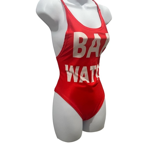 Women Red “Bae Watch” Swimsuit. Size Large. Good Condition. - Picture 4 of 9